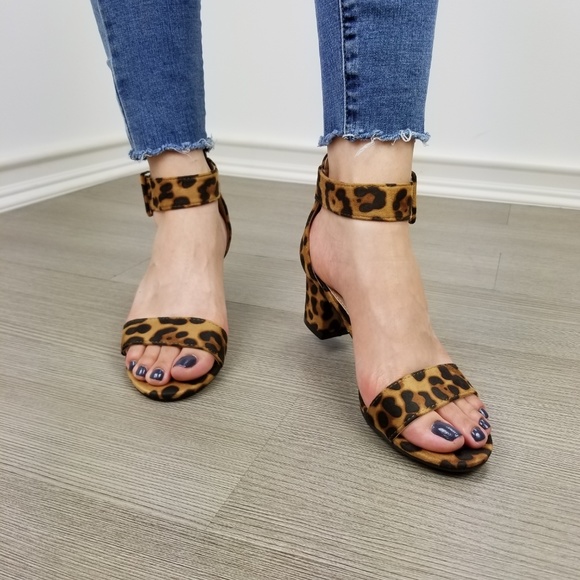 Block Heel Suede Leopard Sandal - Picture 9 of 16